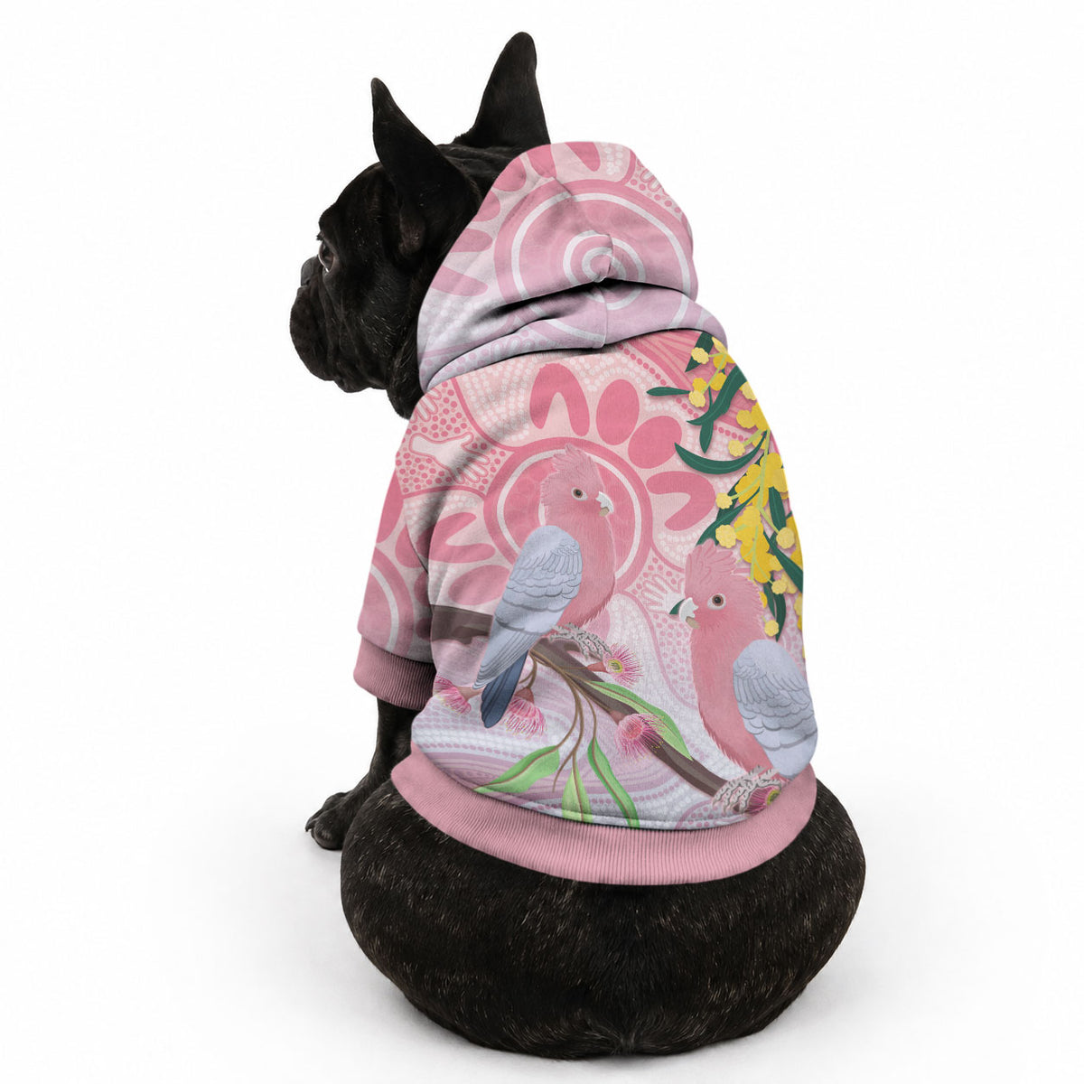 Australia Galah Pet Hoodie Gumblossoms Golden Wattle Aboriginal Art