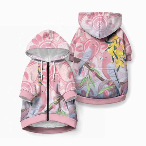 Australia Galah Pet Hoodie Gumblossoms Golden Wattle Aboriginal Art