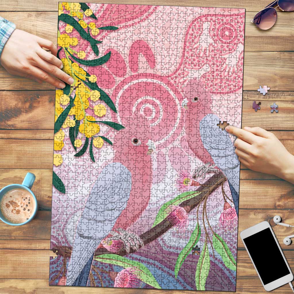 Australia Galah Puzzle Gumblossoms Golden Wattle Aboriginal Art - Aussie Hoodie