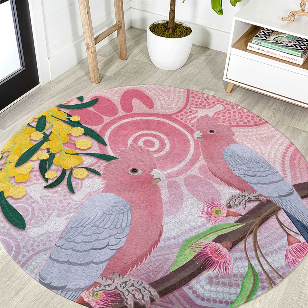 Australia Galah Round Carpet Gumblossoms Golden Wattle Aboriginal Art