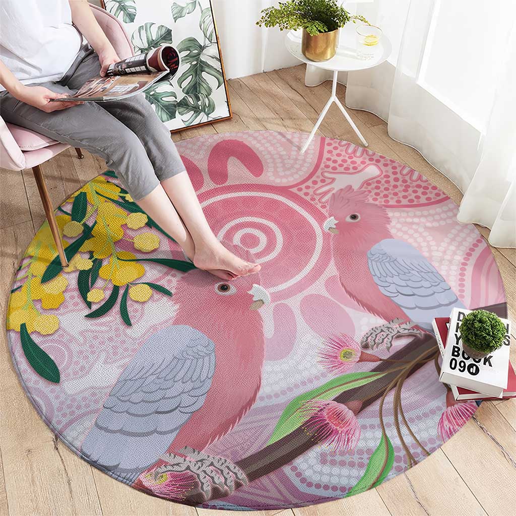 Australia Galah Round Carpet Gumblossoms Golden Wattle Aboriginal Art