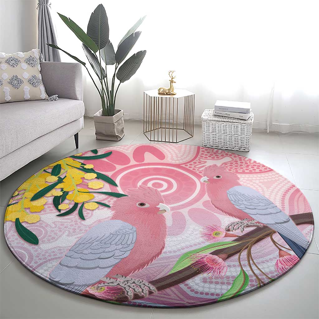 Australia Galah Round Carpet Gumblossoms Golden Wattle Aboriginal Art