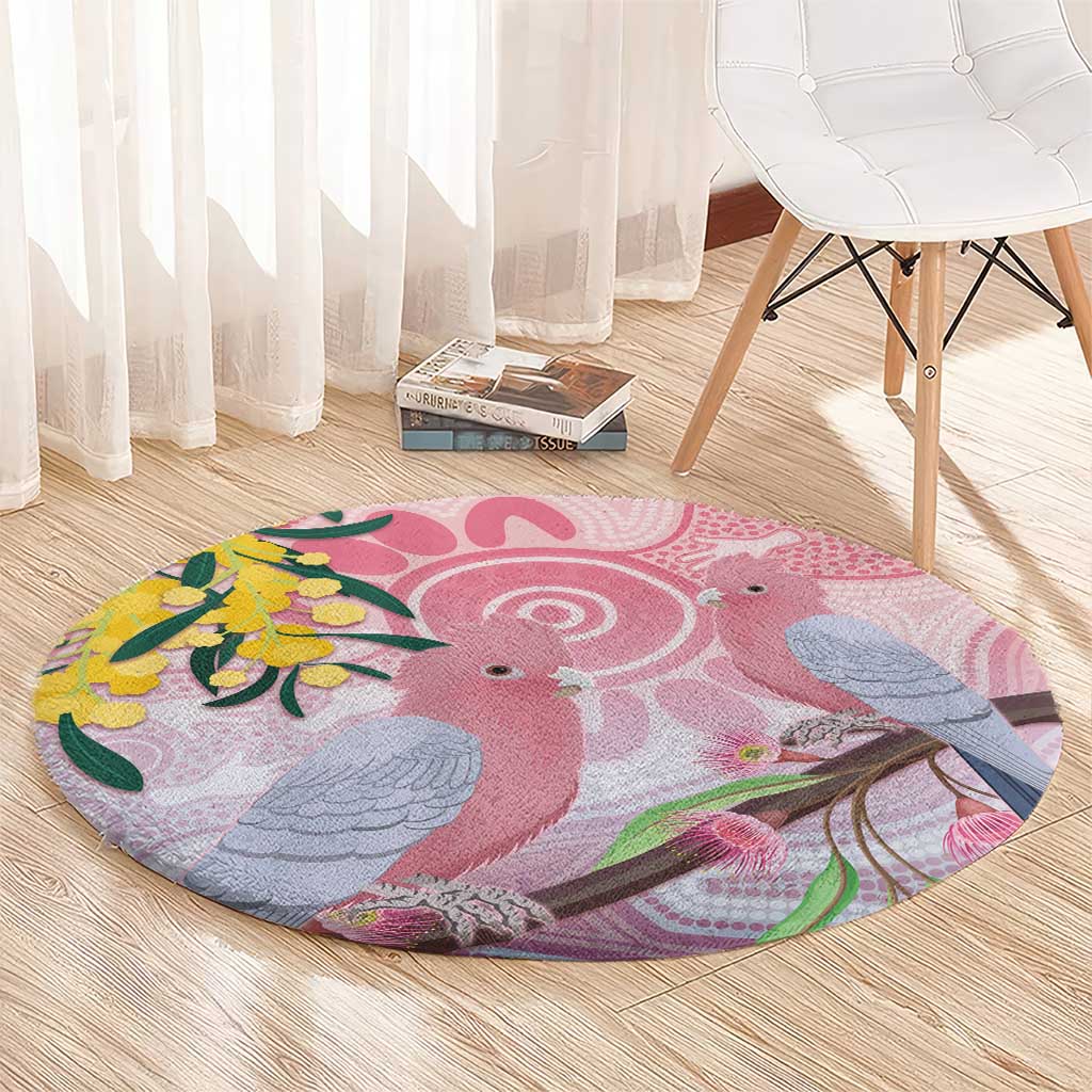Australia Galah Round Carpet Gumblossoms Golden Wattle Aboriginal Art
