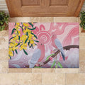 Australia Galah Rubber Doormat Gumblossoms Golden Wattle Aboriginal Art