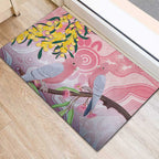 Australia Galah Rubber Doormat Gumblossoms Golden Wattle Aboriginal Art