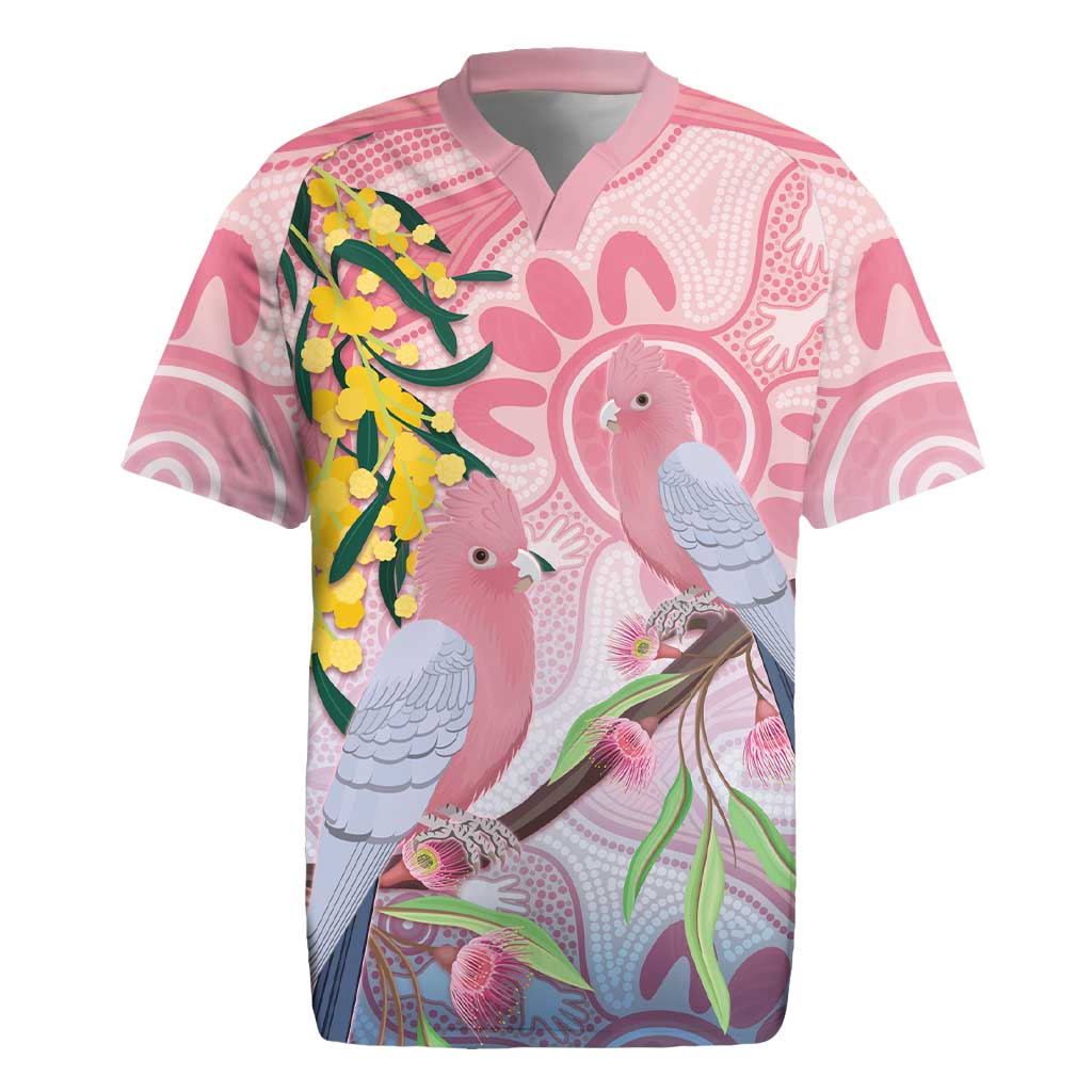 Australia Galah Rugby Jersey Gumblossoms Golden Wattle Aboriginal Art