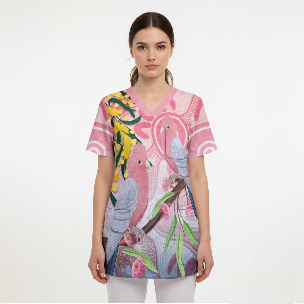 Australia Galah Scrub Top Gumblossoms Golden Wattle Aboriginal Art - Aussie Hoodie