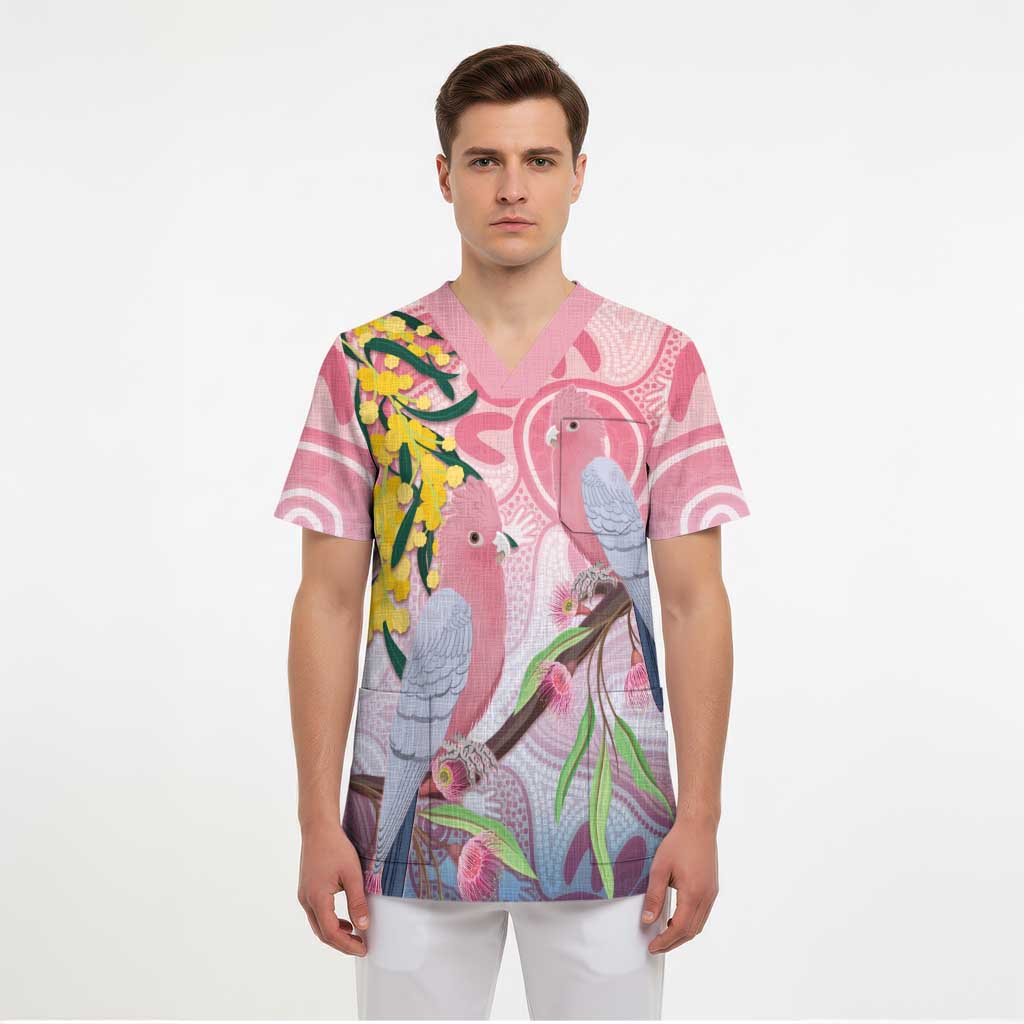 Australia Galah Scrub Top Gumblossoms Golden Wattle Aboriginal Art - Aussie Hoodie