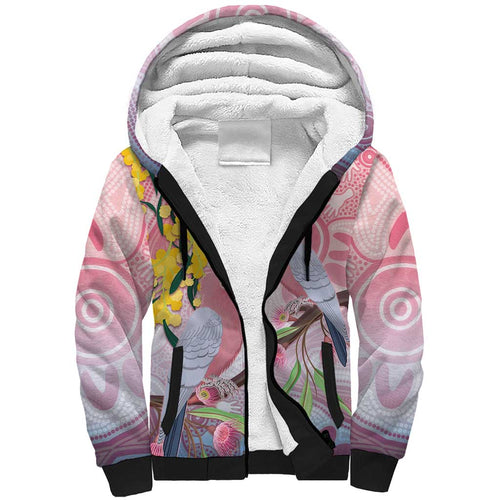 Australia Galah Sherpa Hoodie Gumblossoms Golden Wattle Aboriginal Art