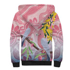 Australia Galah Sherpa Hoodie Gumblossoms Golden Wattle Aboriginal Art