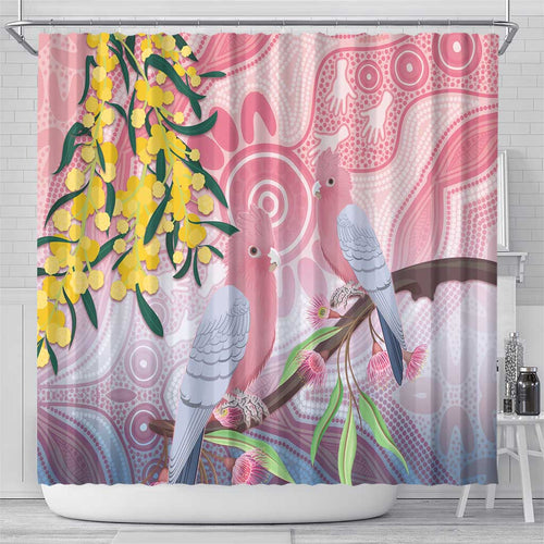 Australia Galah Shower Curtain Gumblossoms Golden Wattle Aboriginal Art