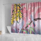 Australia Galah Shower Curtain Gumblossoms Golden Wattle Aboriginal Art