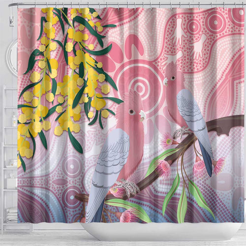 Australia Galah Shower Curtain Gumblossoms Golden Wattle Aboriginal Art