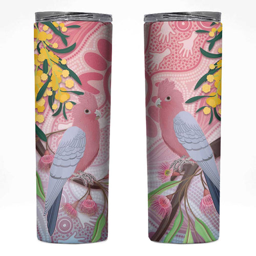 Australia Galah Skinny Tumbler Gumblossoms Golden Wattle Aboriginal Art