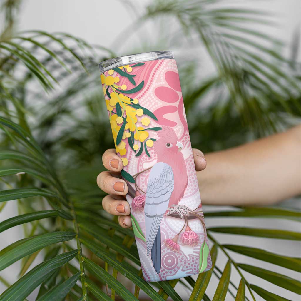 Australia Galah Skinny Tumbler Gumblossoms Golden Wattle Aboriginal Art