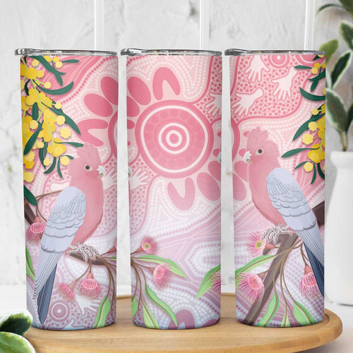 Australia Galah Skinny Tumbler Gumblossoms Golden Wattle Aboriginal Art