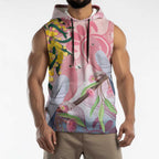 Australia Galah Sleeveless Hoodie Gumblossoms Golden Wattle Aboriginal Art - Aussie Hoodie