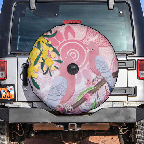 Australia Galah Spare Tire Cover Gumblossoms Golden Wattle Aboriginal Art