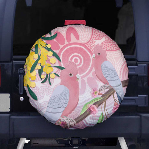 Australia Galah Spare Tire Cover Gumblossoms Golden Wattle Aboriginal Art