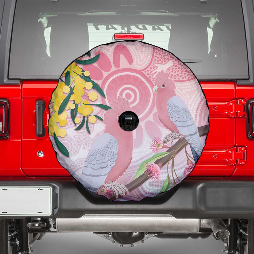 Australia Galah Spare Tire Cover Gumblossoms Golden Wattle Aboriginal Art