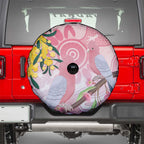 Australia Galah Spare Tire Cover Gumblossoms Golden Wattle Aboriginal Art