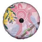 Australia Galah Spare Tire Cover Gumblossoms Golden Wattle Aboriginal Art