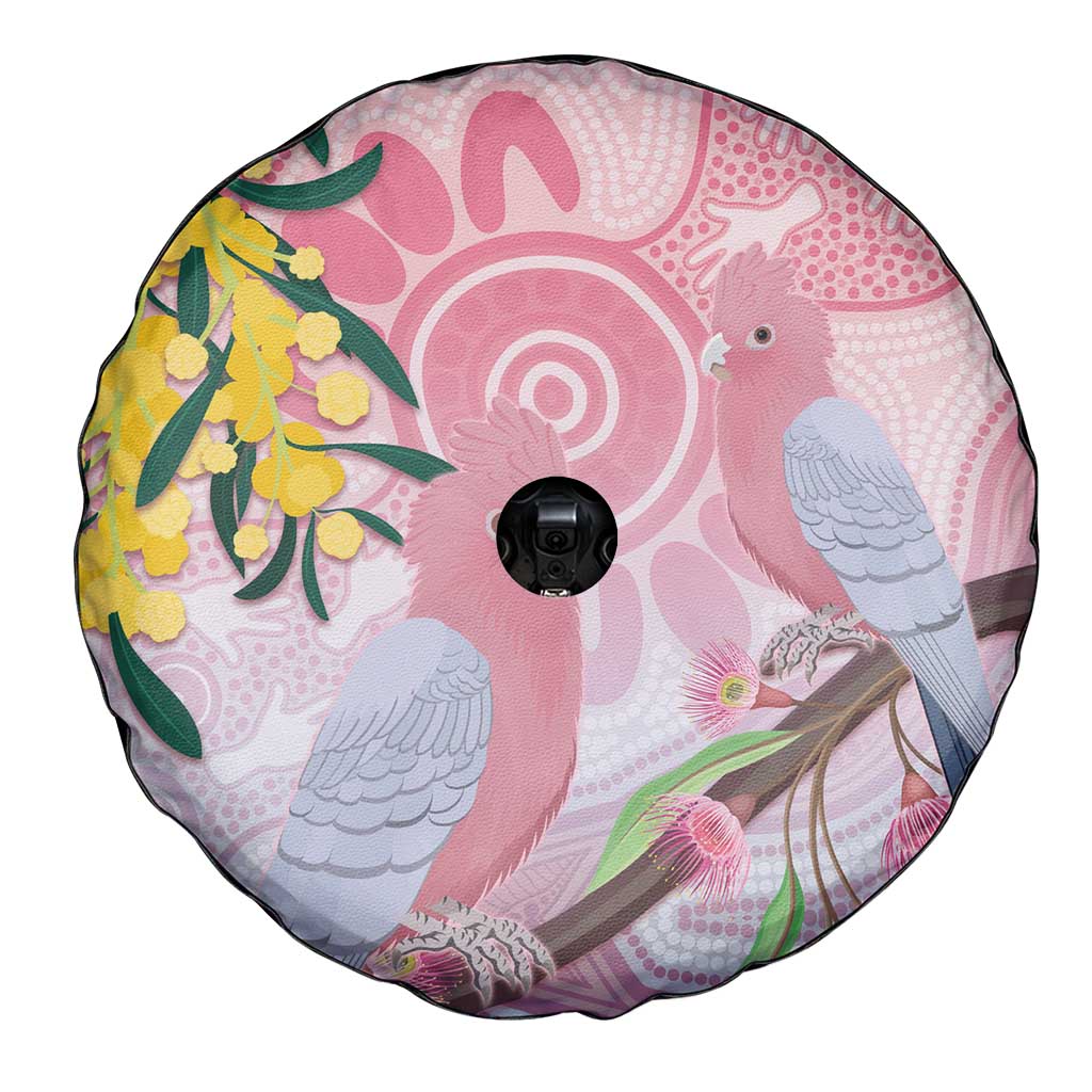 Australia Galah Spare Tire Cover Gumblossoms Golden Wattle Aboriginal Art