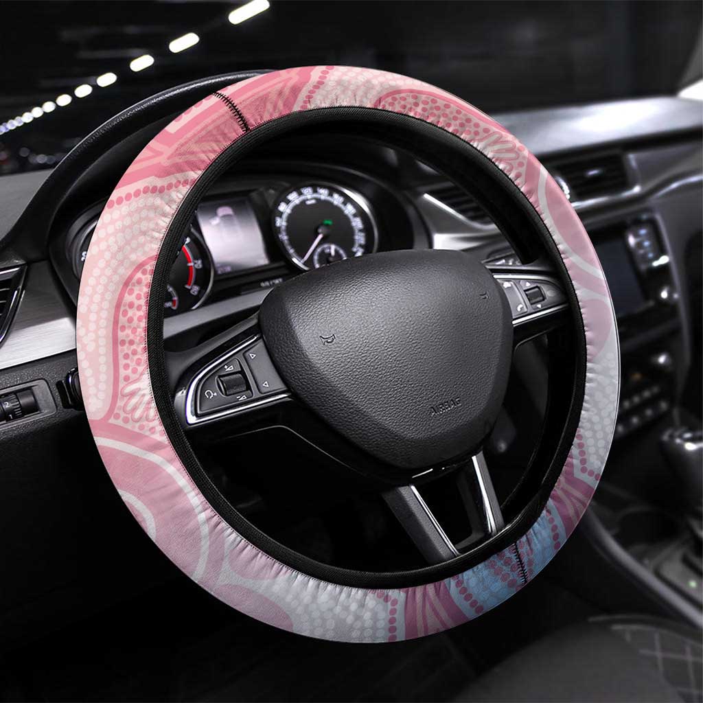 Australia Galah Steering Wheel Cover Gumblossoms Golden Wattle Aboriginal Art