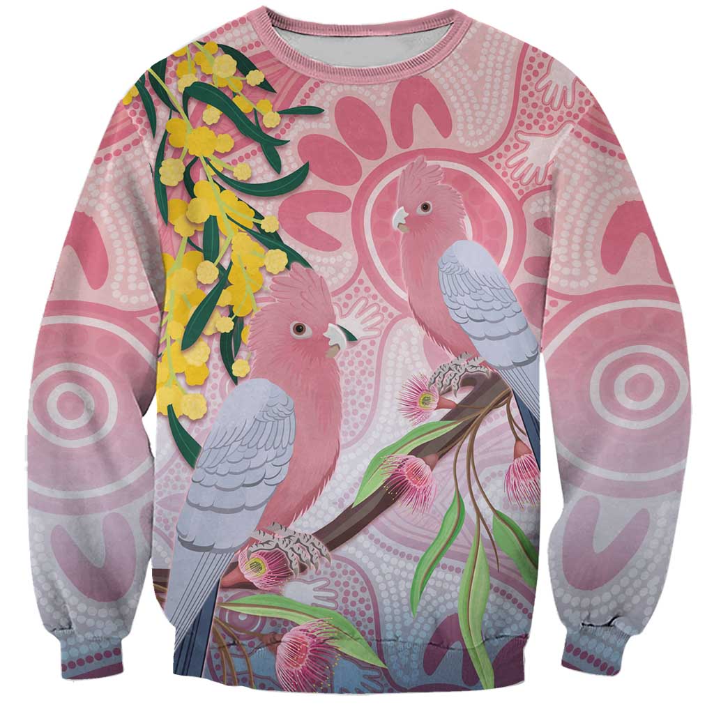 Australia Galah Sweatshirt Gumblossoms Golden Wattle Aboriginal Art