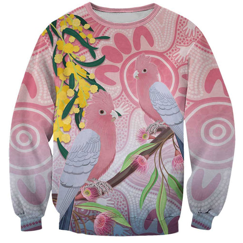 Australia Galah Sweatshirt Gumblossoms Golden Wattle Aboriginal Art