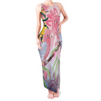 Australia Galah Tank Maxi Dress Gumblossoms Golden Wattle Aboriginal Art