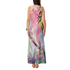 Australia Galah Tank Maxi Dress Gumblossoms Golden Wattle Aboriginal Art