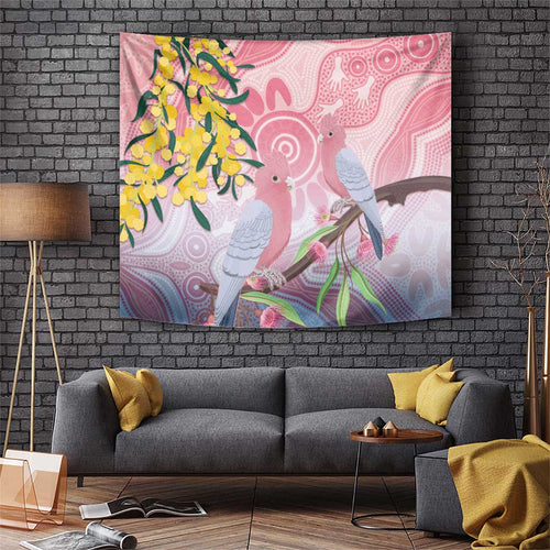 Australia Galah Tapestry Gumblossoms Golden Wattle Aboriginal Art