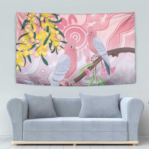 Australia Galah Tapestry Gumblossoms Golden Wattle Aboriginal Art