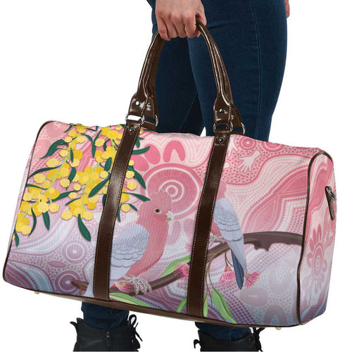 Australia Galah Travel Bag Gumblossoms Golden Wattle Aboriginal Art - Aussie Hoodie