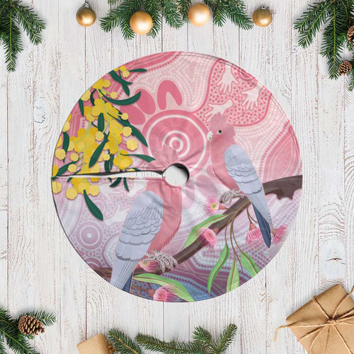 Australia Galah Tree Skirt Gumblossoms Golden Wattle Aboriginal Art - Aussie Hoodie