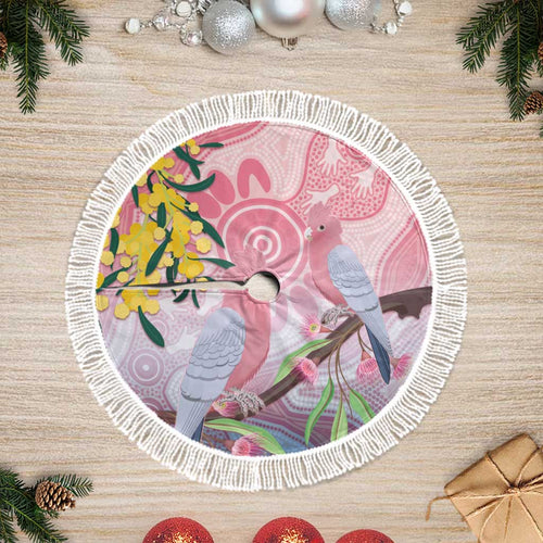 Australia Galah Tree Skirt Gumblossoms Golden Wattle Aboriginal Art - Aussie Hoodie