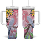 Australia Galah Tumbler With Handle Gumblossoms Golden Wattle Aboriginal Art