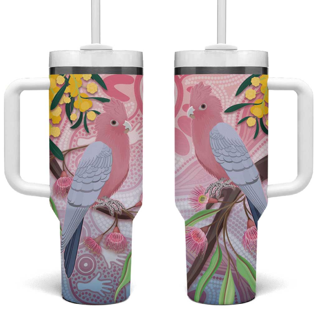 Australia Galah Tumbler With Handle Gumblossoms Golden Wattle Aboriginal Art