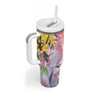 Australia Galah Tumbler With Handle Gumblossoms Golden Wattle Aboriginal Art