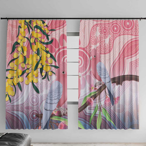 Australia Galah Window Curtain Gumblossoms Golden Wattle Aboriginal Art
