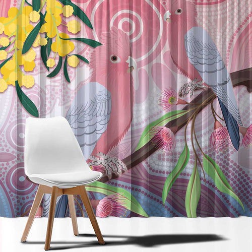 Australia Galah Window Curtain Gumblossoms Golden Wattle Aboriginal Art