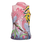 Australia Galah Women Sleeveless Polo Shirt Gumblossoms Golden Wattle Aboriginal Art