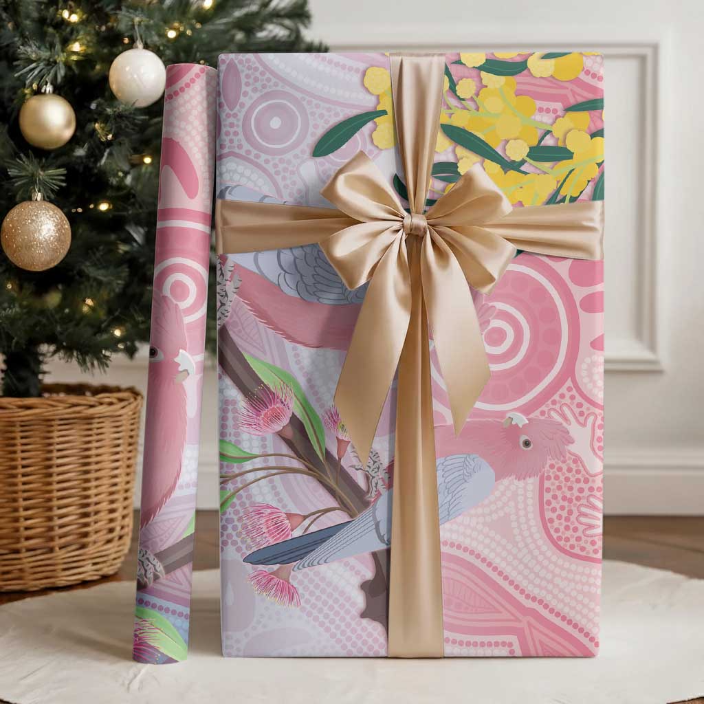 Australia Galah Wrapping Paper Gumblossoms Golden Wattle Aboriginal Art - Aussie Hoodie