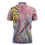 Australia Galah Zipper Polo Shirt Gumblossoms Golden Wattle Aboriginal Art - Aussie Hoodie