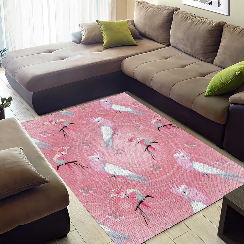 Galah and Gumblossoms Australia Area Rug Seamless Style Aboriginal Art
