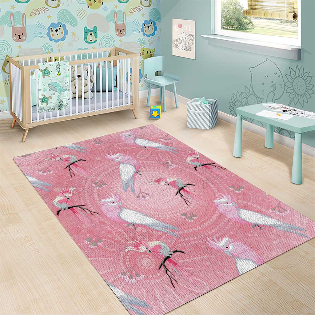 Galah and Gumblossoms Australia Area Rug Seamless Style Aboriginal Art