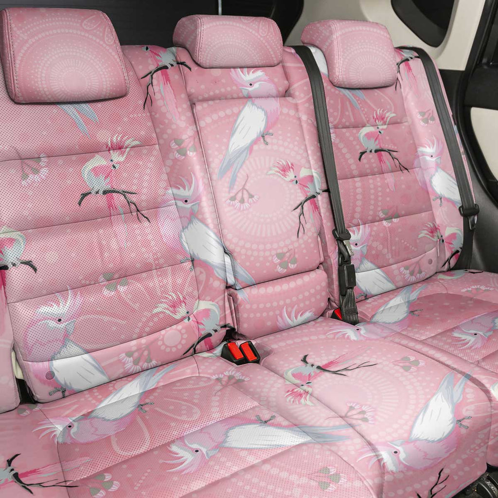Galah and Gumblossoms Australia Back Car Seat Cover Seamless Style Aboriginal Art