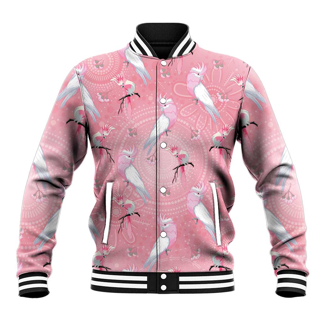 Galah and Gumblossoms Australia Baseball Jacket Seamless Style Aboriginal Art