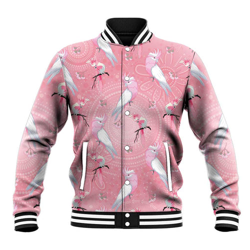 Galah and Gumblossoms Australia Baseball Jacket Seamless Style Aboriginal Art